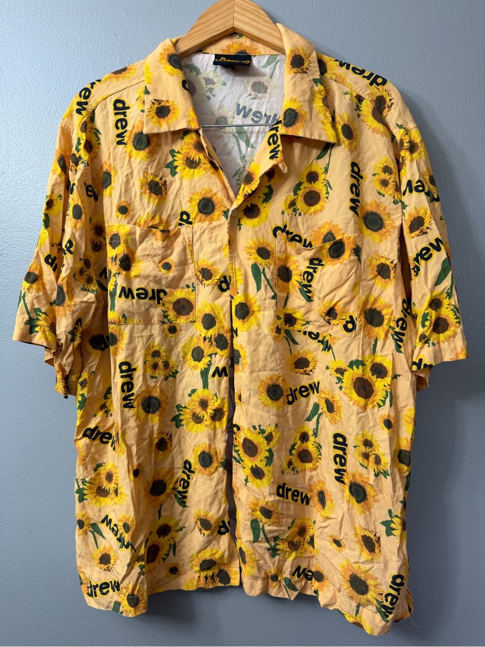 Drew House Sunflower Smile Vintage Floral Rayon Camp Shirt Large